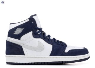 Meilleures Air Jordan 1 (2001 Addition) Marine Blanc Métallique Argent (136060-101)