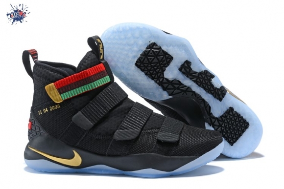 Meilleures Nike Lebron Soldier XI 11 Bhm Noir Or Rouge Vert