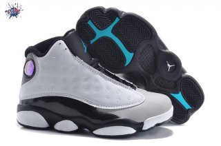 Meilleures Air Jordan 13 Blanc Noir Bleu Enfant