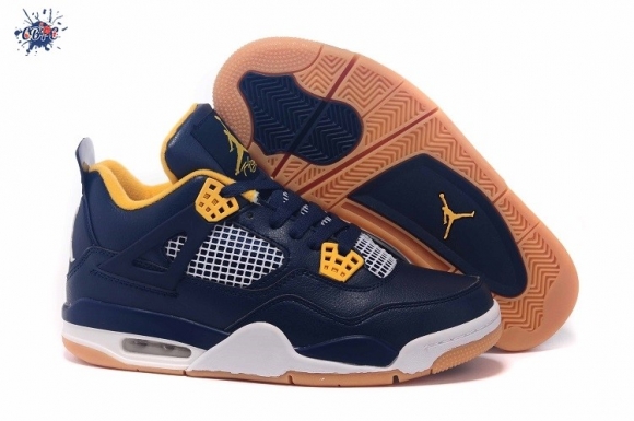 Meilleures Air Jordan 4 Foncé Bleu Jaune