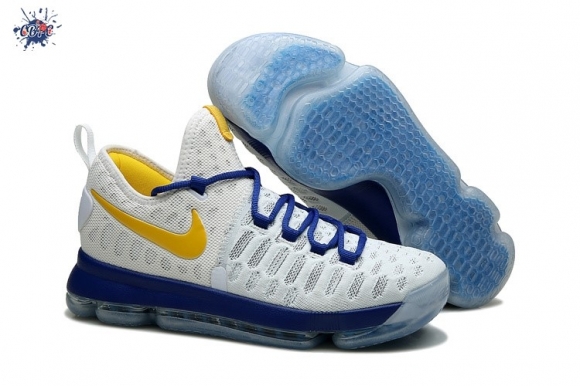 Meilleures Nike KD 9 Blanc Bleu Jaune